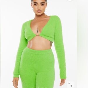 Savage X Fenty Fluff It Up Crop Top In Kelly Green